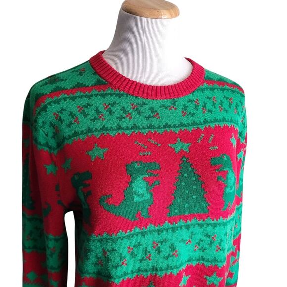 Alex Stevens Dinosaur Fair Isle Holiday Ugly Christmas Sweater Unisex Small - Picture 4 of 9